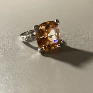 Citrine stone 925 SS cocktail ring